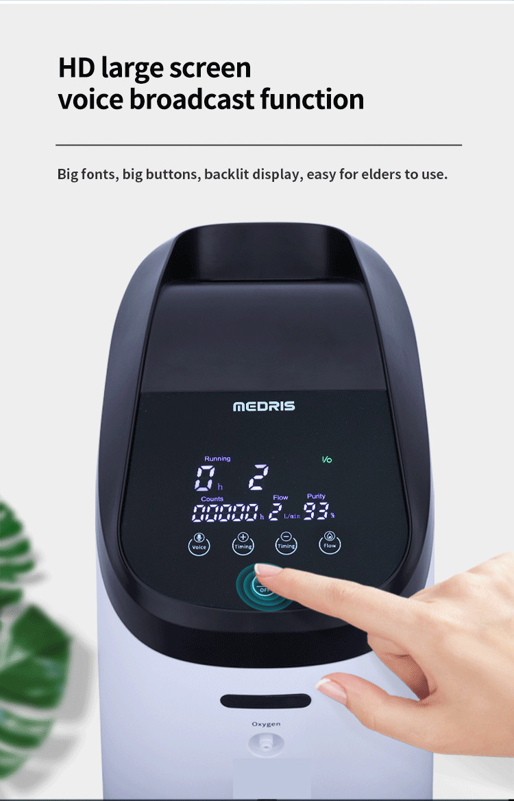 9L LCD Touch Screen Medical Oxygen Concentrator High Concentration Adjustable Flow