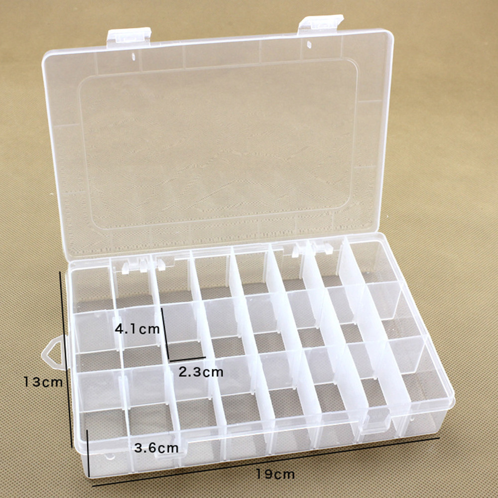 Orange 24 Grid Plastic Storage Box Removable Divider Organizer Case
