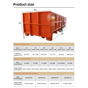 Waste Sorting And Recycling Hook Lift Bin Customized Garbage Bin Container