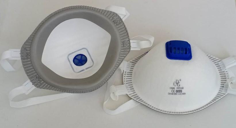 6.5g/Pcs Breathable Melt Blown FFP3 Cup Shape Valved Mask