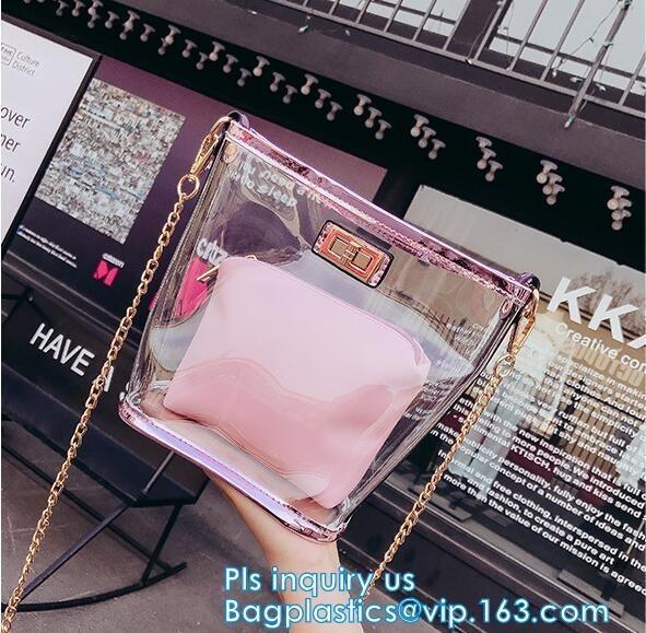 Promo custom clear pvc shopping bag, Vinyl Coating Handbags with Logo, shopping
