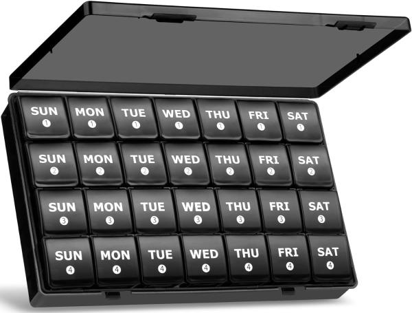 Large Monthly Pill Organizer, XL 4 Weeks Pill Box, Pill Cases Organizerd By Week