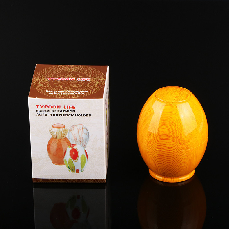 Contemporary Wood Grain Printing Plastic Toothpick Holder For Home