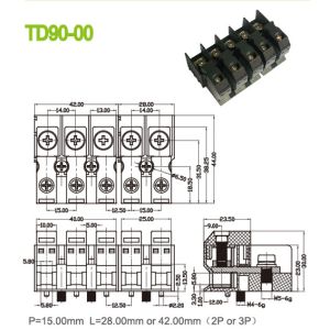 Feed Through Electrical Terminal Block Connectors 85A Brass Perforation 15mm M5