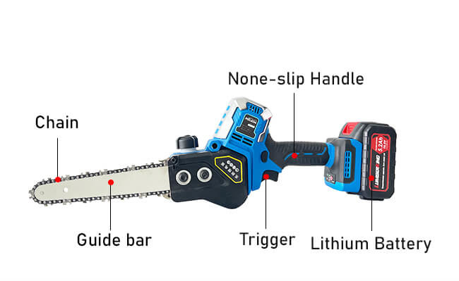 High Power 450W Cordless Handheld Mini Chainsaw 8 Inch Lithium Electric Chainsaw