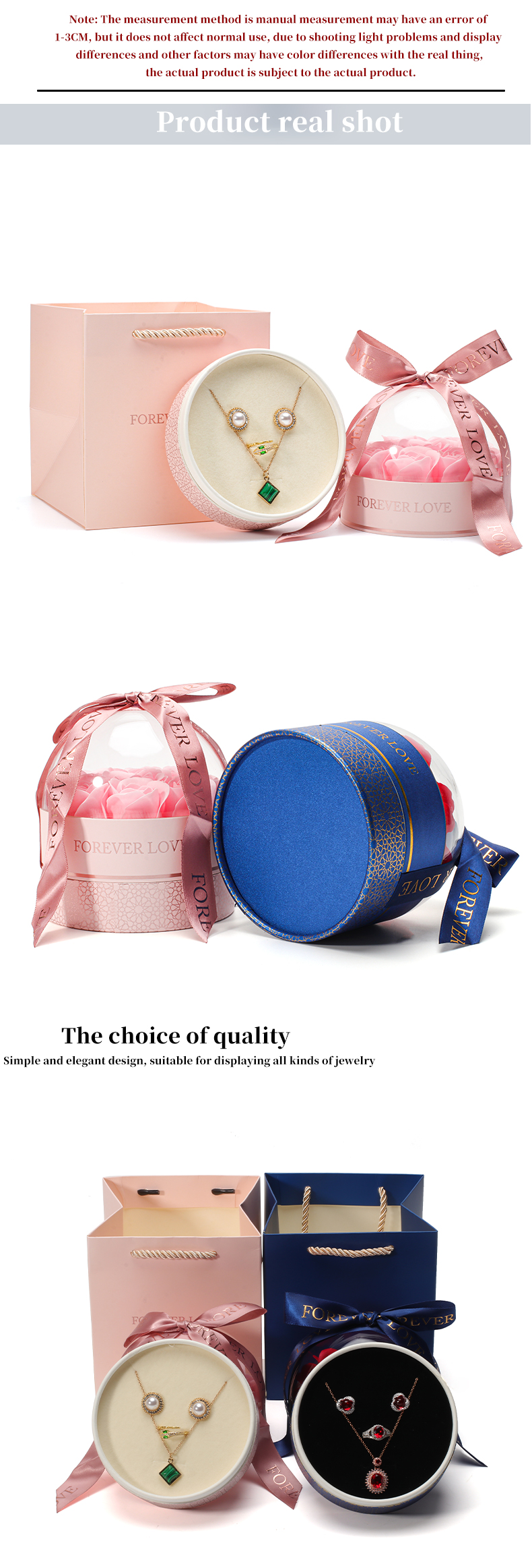 OEM Logo Round Save Rose Flower Jewelry Box For Wedding Birthday Bridesmaid Gift
