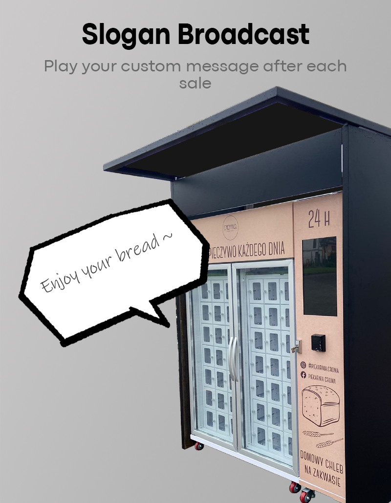 Custom Cooling Locker 24H Outdoor Bread Vending Machine For Cakes Pies Desserts With Card Reader