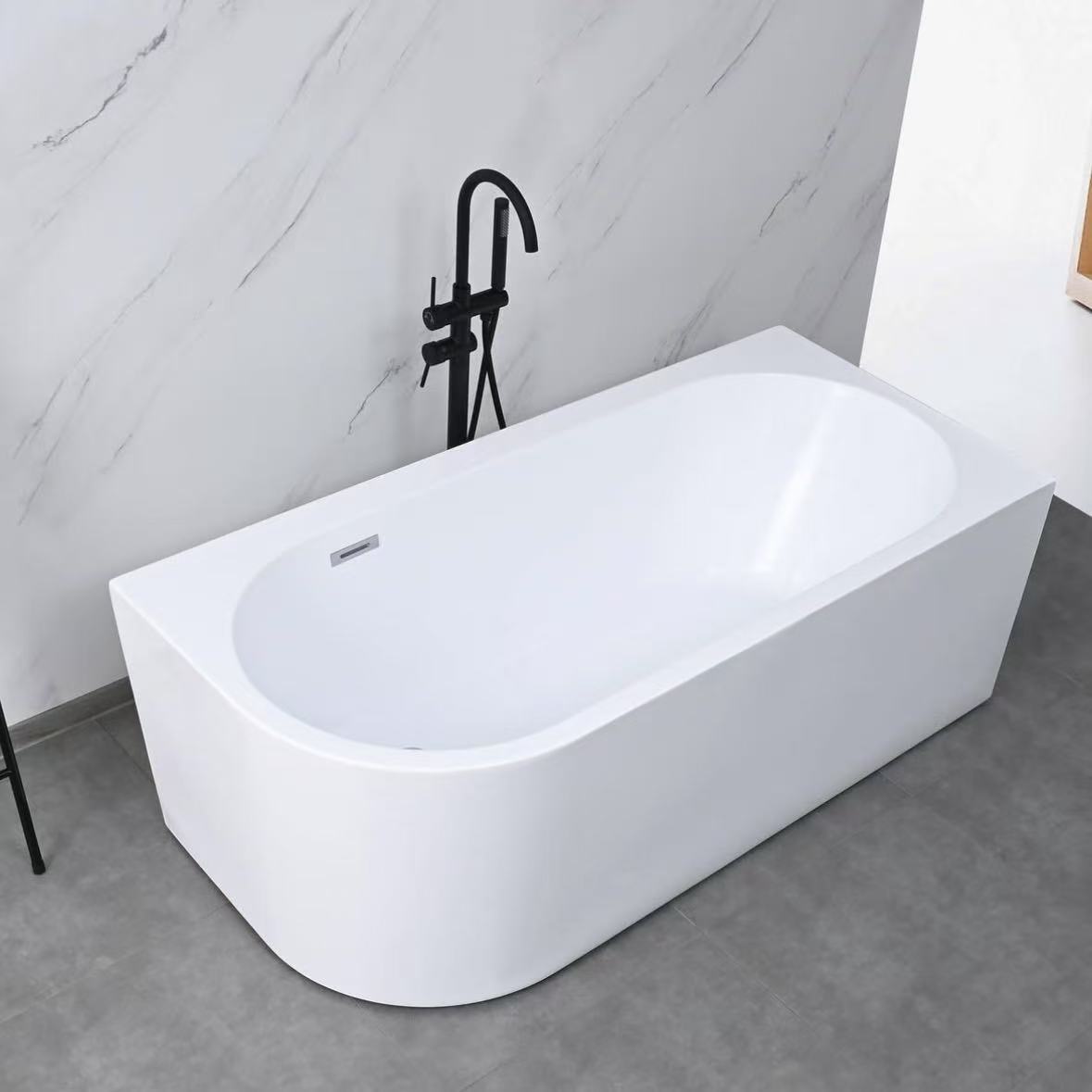 Non Toxic Indoor Acrylic Free Standing Bathtubs Corner Left 60 Inch OEM