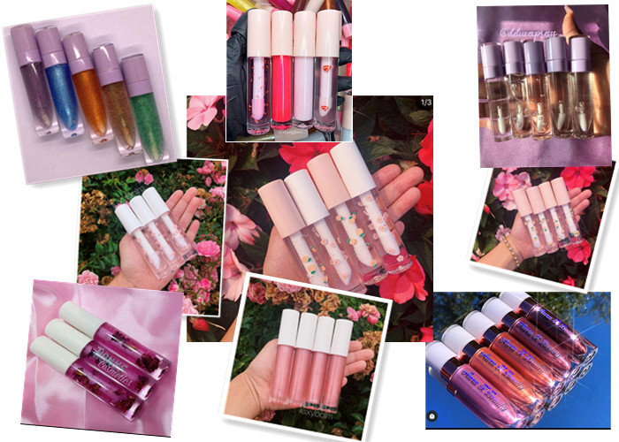 Custom logo 6ml Big Wand Brush Lip Gloss Bottle Pink White Green Empty Lipgloss Tubes