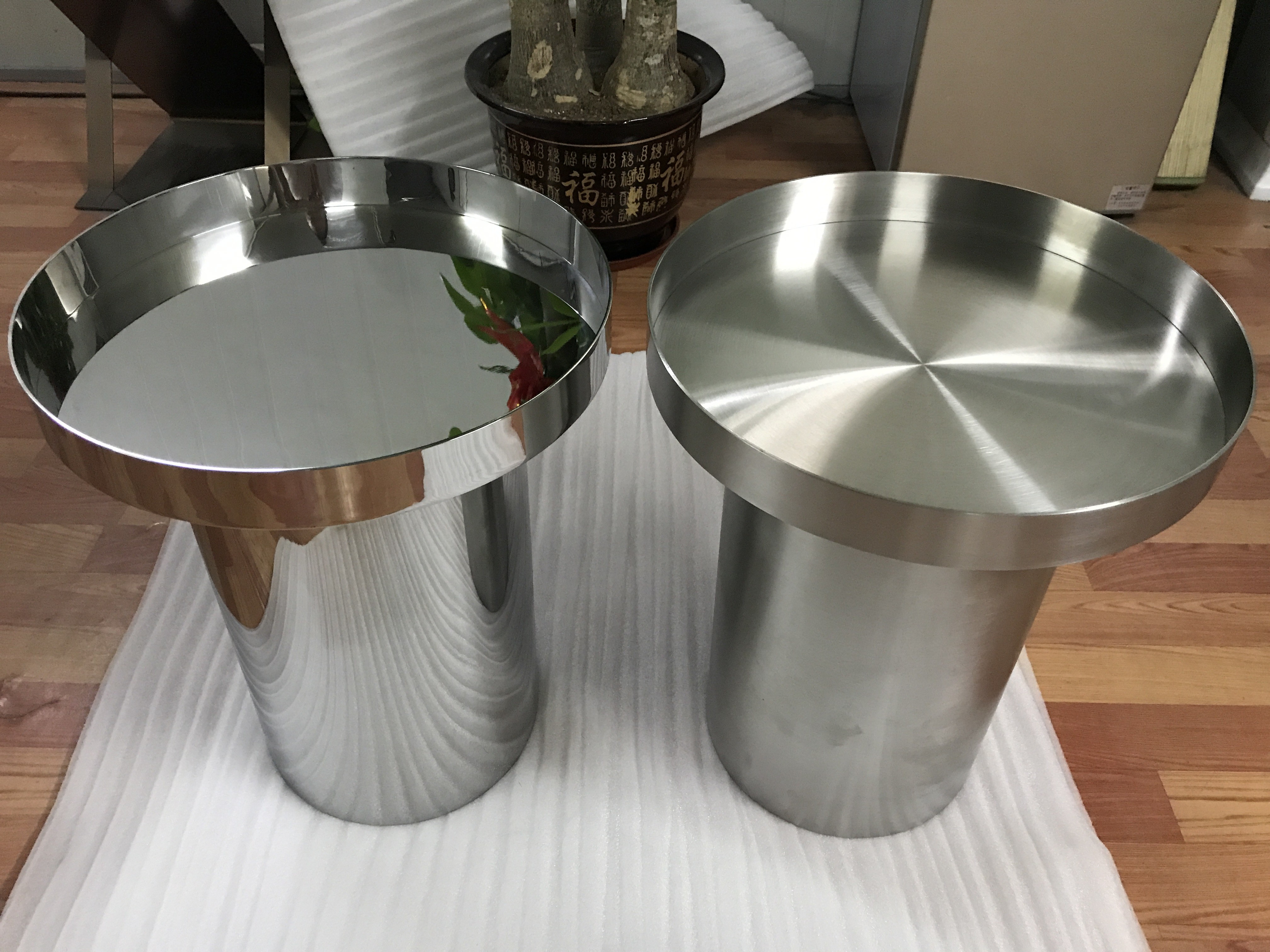 copper plated metal mirror round coffee table gold stainless steel table