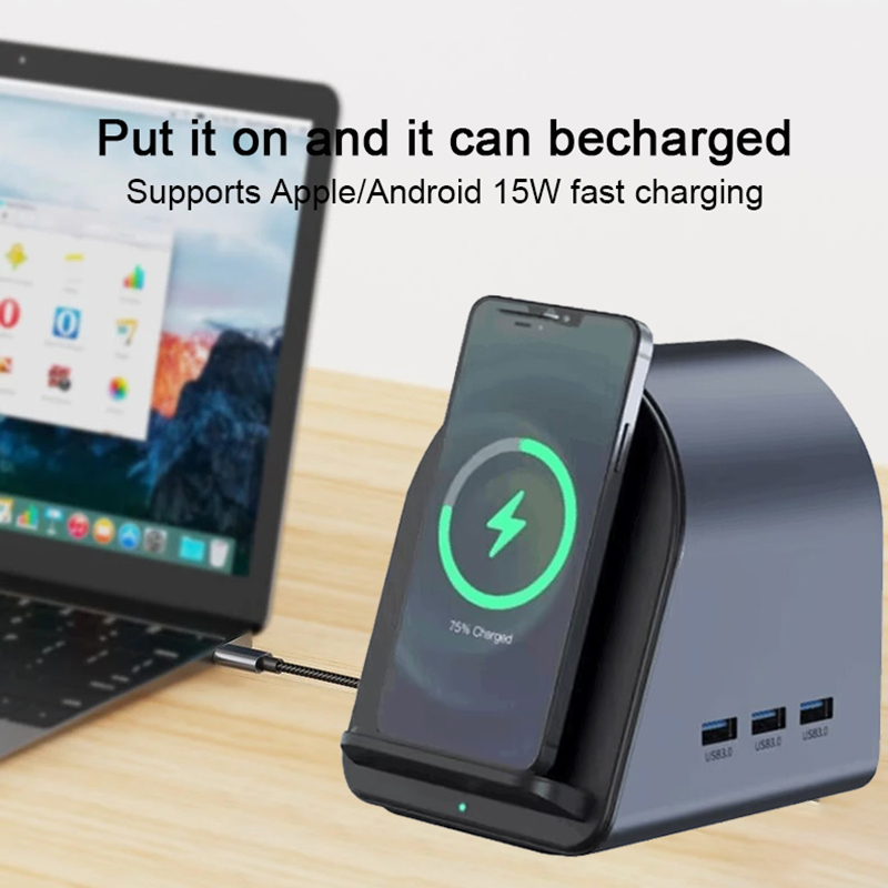 USB 3.1 10 In 1 Type-C Multiport Docking Station Hub with Gigabit Ethernet and 4K HD HDMI