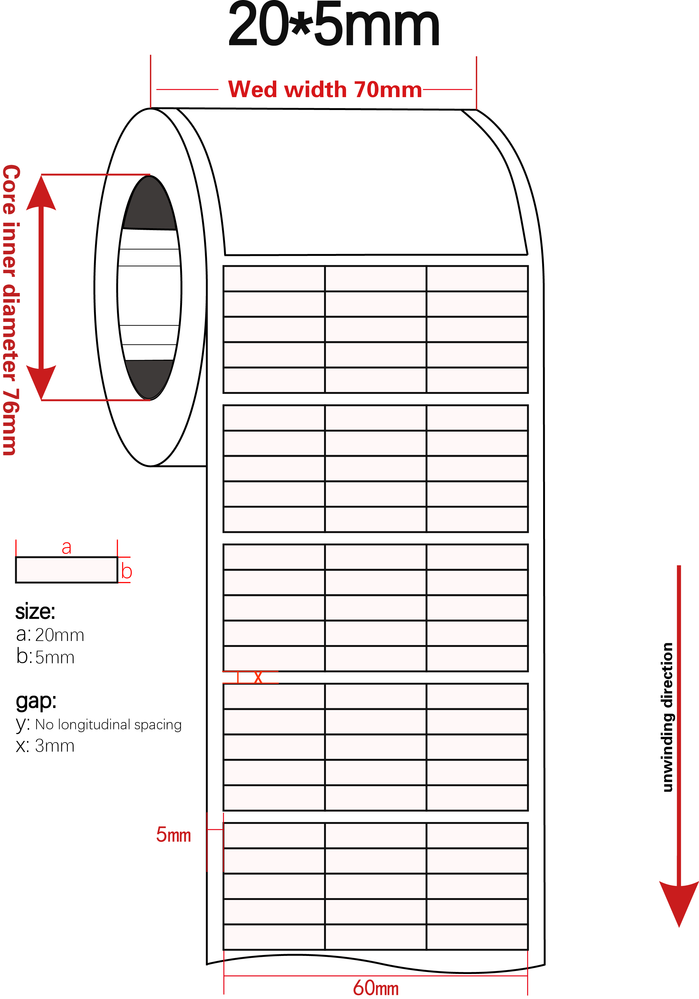 20mmx5mm 2mil White Matte High Temperature Resistant Polyimide Label