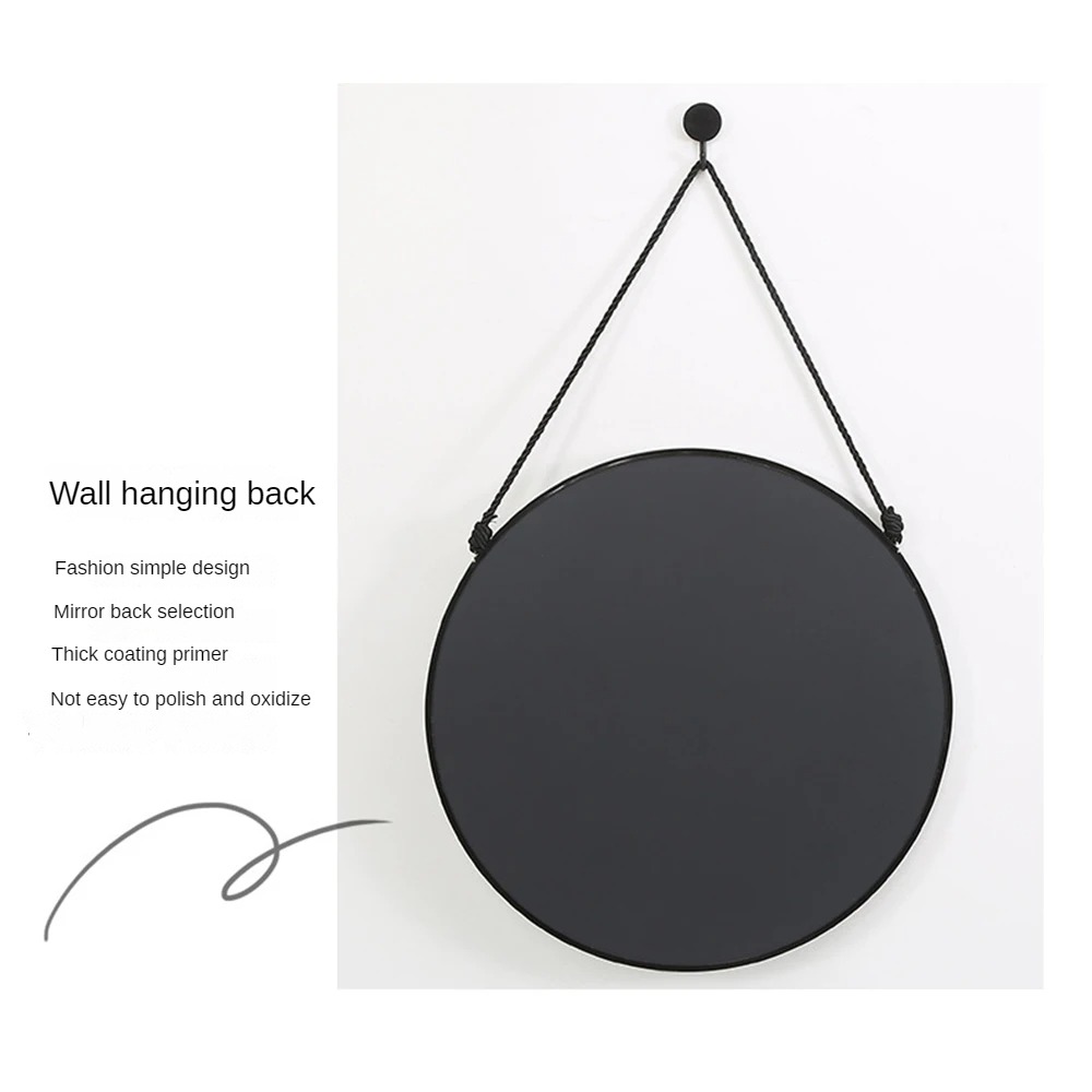 Glass Mirror Bathroom Decorative Lanyard Style Plastic Round Frame for The Listing Bedroom