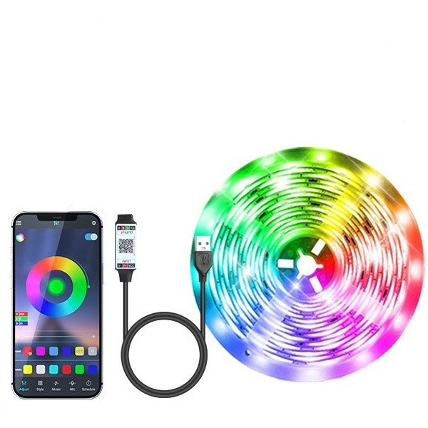 High CRI Ra 80 5m RGB Smart Strip Light Set With 24Keys Bluetooth 5V RGB SMD 5050 LED