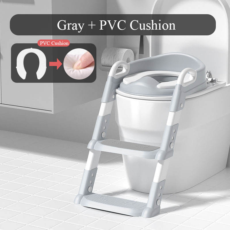 Solid Pattern Type Children Potty Ladder Toilet Seat With Soft Cushion