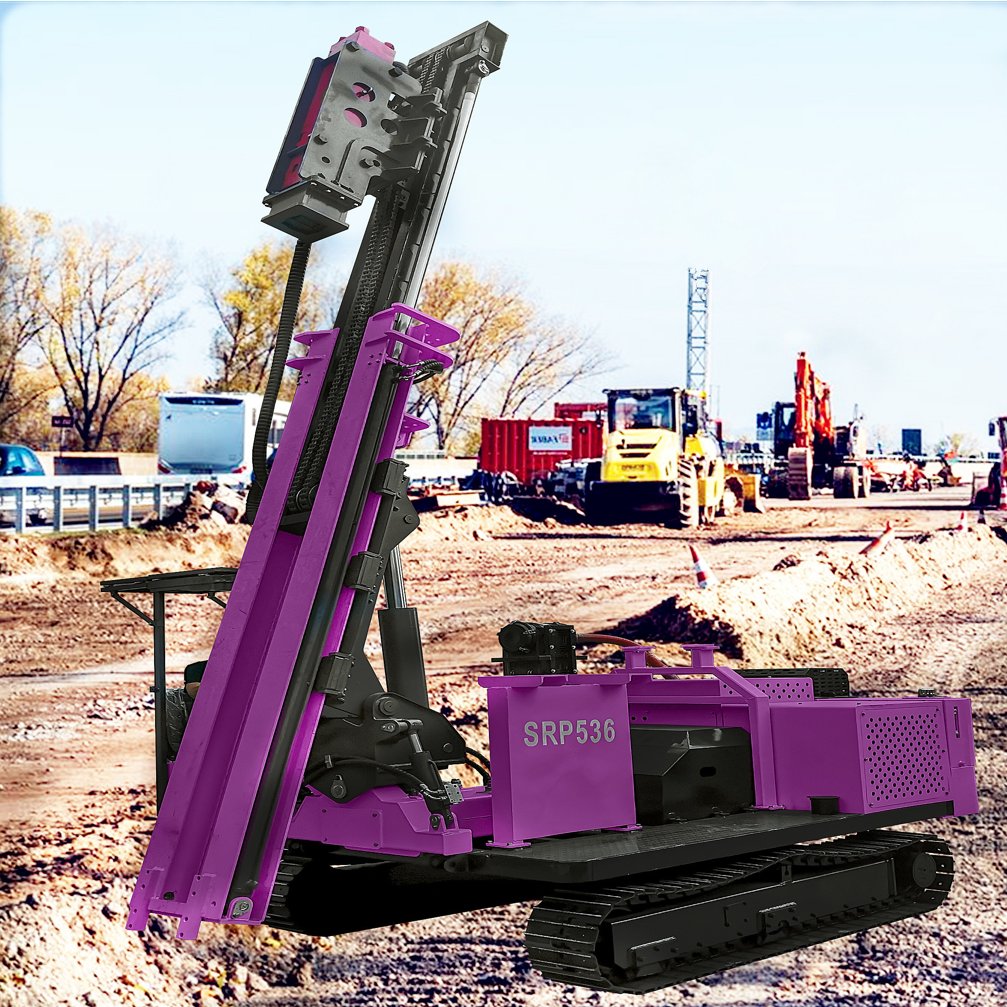 Hydraulic Pile Driver Rotation Angle 360 Degree Screw Pile Drilling Machinery Solar Photovoltaic Pile Driver Machine