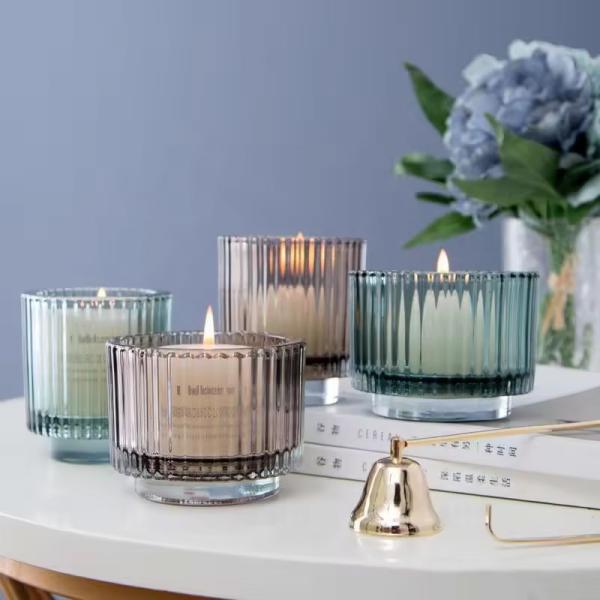 Unique Design Candle Holder Vertical Striped Home Decoration Candle Container