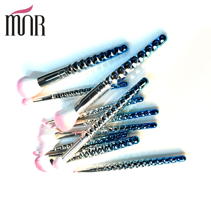 Multi Purpose Rainbow Professional Makeup Brush Kit Plating Colorful Handle