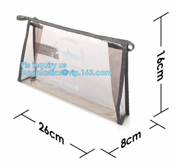 grip slider bags, Stand Up Cosmetic Pouch with Slider Zipper Closure, PVC HEAT SEALED BAG WITH SLIDER ZIPPER