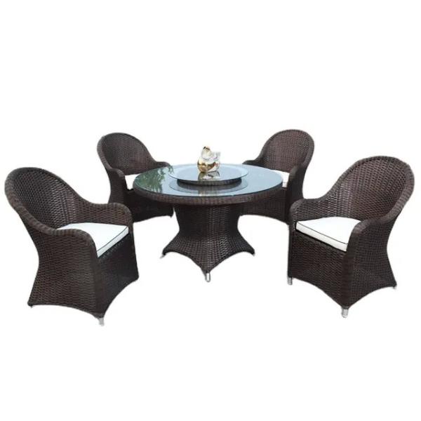5 pieces rattan wicker dining set outdoor furniture garden wicker rotated dining