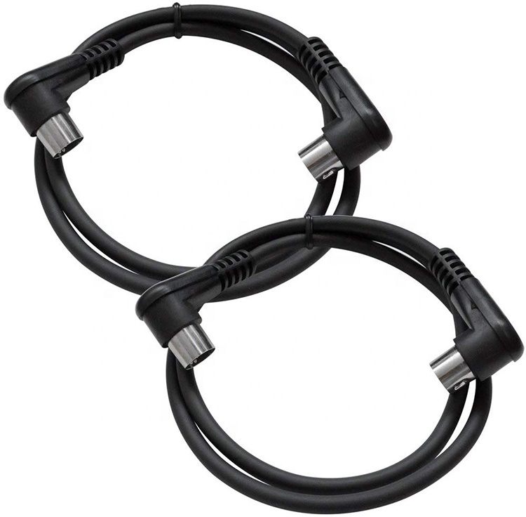 CUSTOM Factory Shield Right Angle Male to Male 5 Pin Din Connector Midi Cable