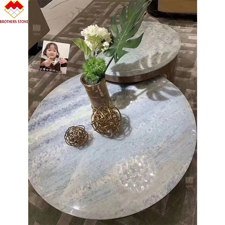 Customized Size Blue Quartz Countertops Backlit Brazil Blue Crystal Marble Stone at Good