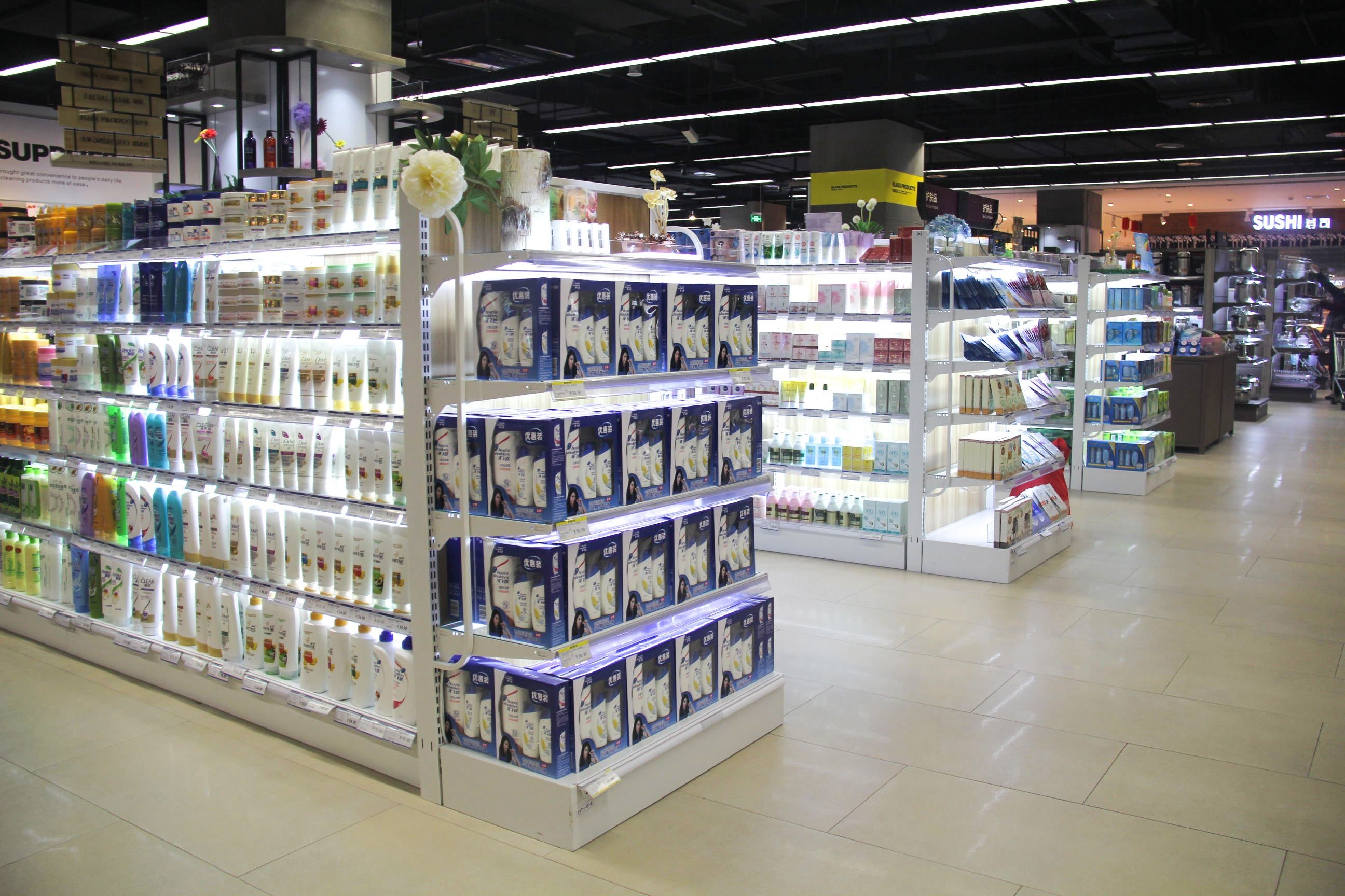 Eco Friendly Supermarket Display Shelving Supermarket Display Stands Corrosion Protection