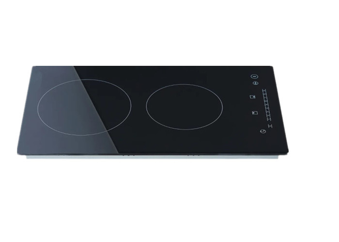 2 Zone Domino Cooker Built-in 30cm Electric Stove Black Glass Ceramic Hob