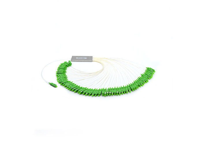 1x64 Fiber Optic PLC Splitter Mini Type Low Insertion Loss Steel Tube Structure
