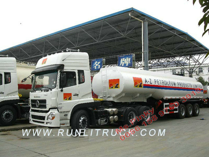 Aluminum Carbon Steel 3 Axles Tanker Semi Trailer For Lift Vegetable Oil 45cbm