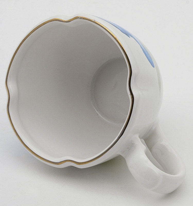 Ceramic Tea Cup And Saucer Set European Style White Stoneware Ceramic Print Coffee Water Mug Cup