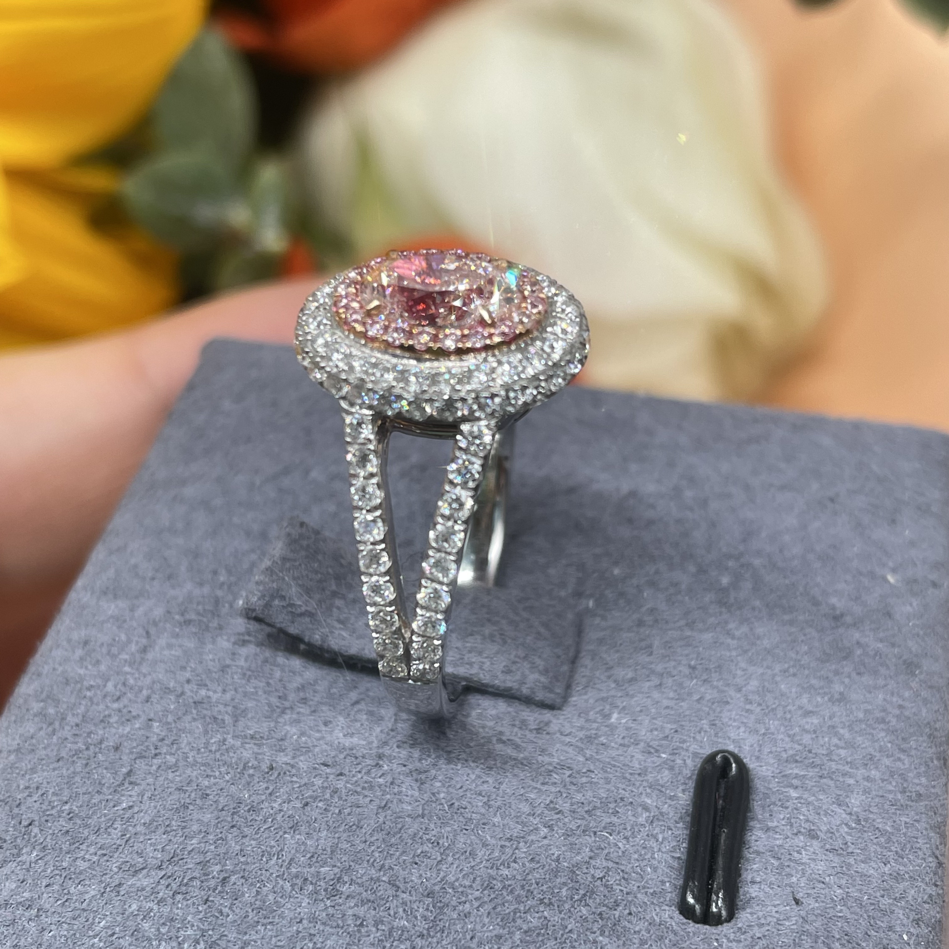 Certified Lab Diamond Jewelry Pink Oval Diamond Custom-Made Fancy Diamond Ring