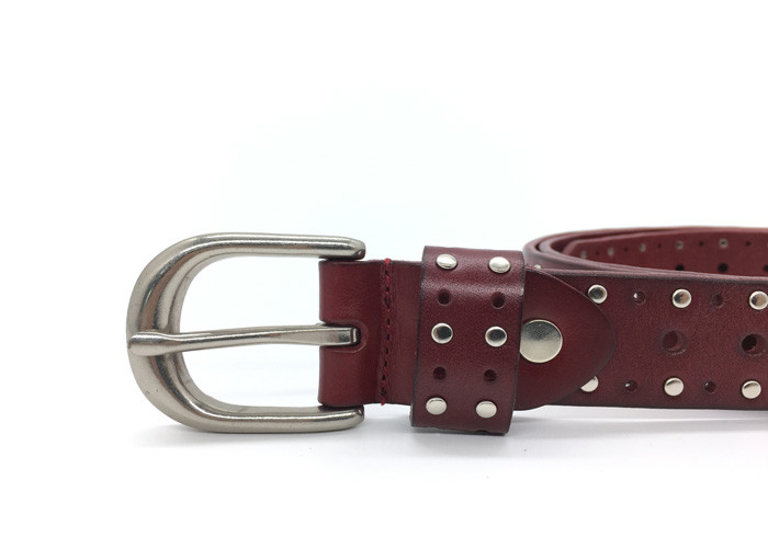 BRACHI Women's Fashion Studded Leather Belt With Single Prong Buckle 1-1/8”Inches Wide