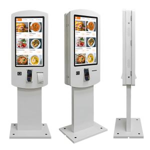  32 inch Indoor Double Sided PCAP Self Order Kiosk Built-in NFC QR Scanner Printer POS holder Manufactures