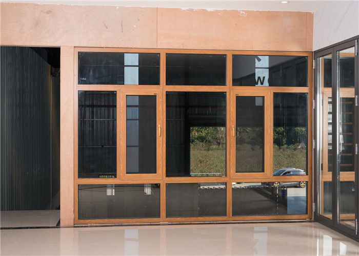 Black Floor Powder Coated Aluminium Windows Aluminum Door For Large Building