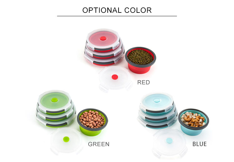 350 500 800 1200ML Silicone Folding Lunch Box LFGB