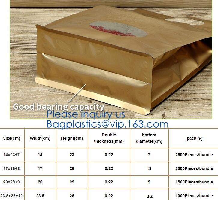 Biodegradable Foil Square Bottom Gusseted Bag, Flat Bottom Gusset Coffee Bag with Degassing Valve,gusset packaging bag f
