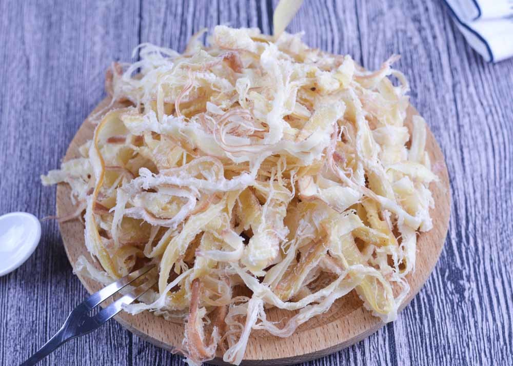 Sliver Seasoned Dried Squid Fin Shredded Thailand Russian Market