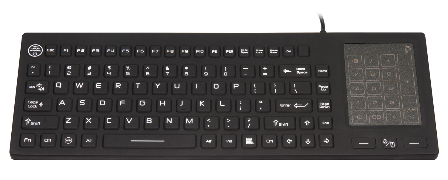 IP68 Washable Medical Hospital Keyboard With 2-In-1 Touchpad And Number Pad