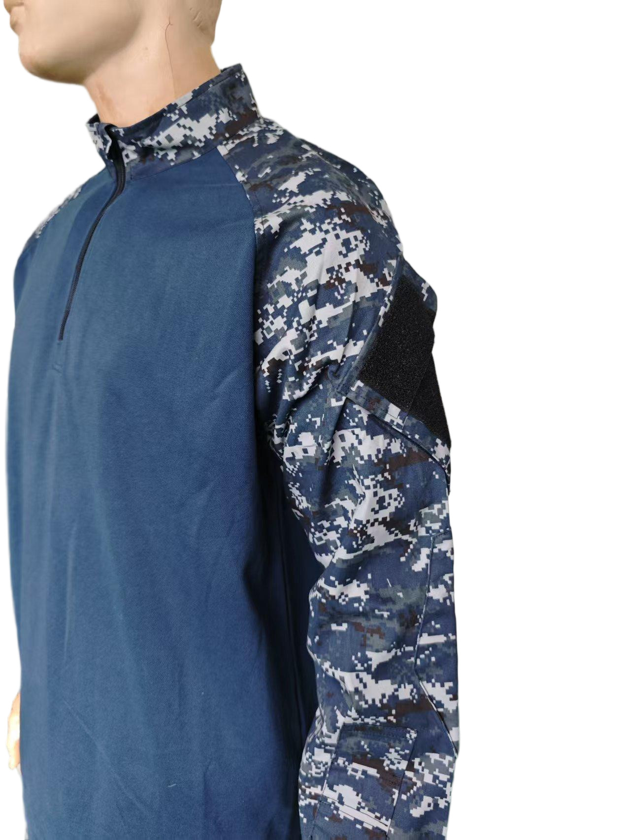 Operator OD Blue Frog Shirt Partial Zip Combat Uniform Breathable Polyester Cotton Knitted