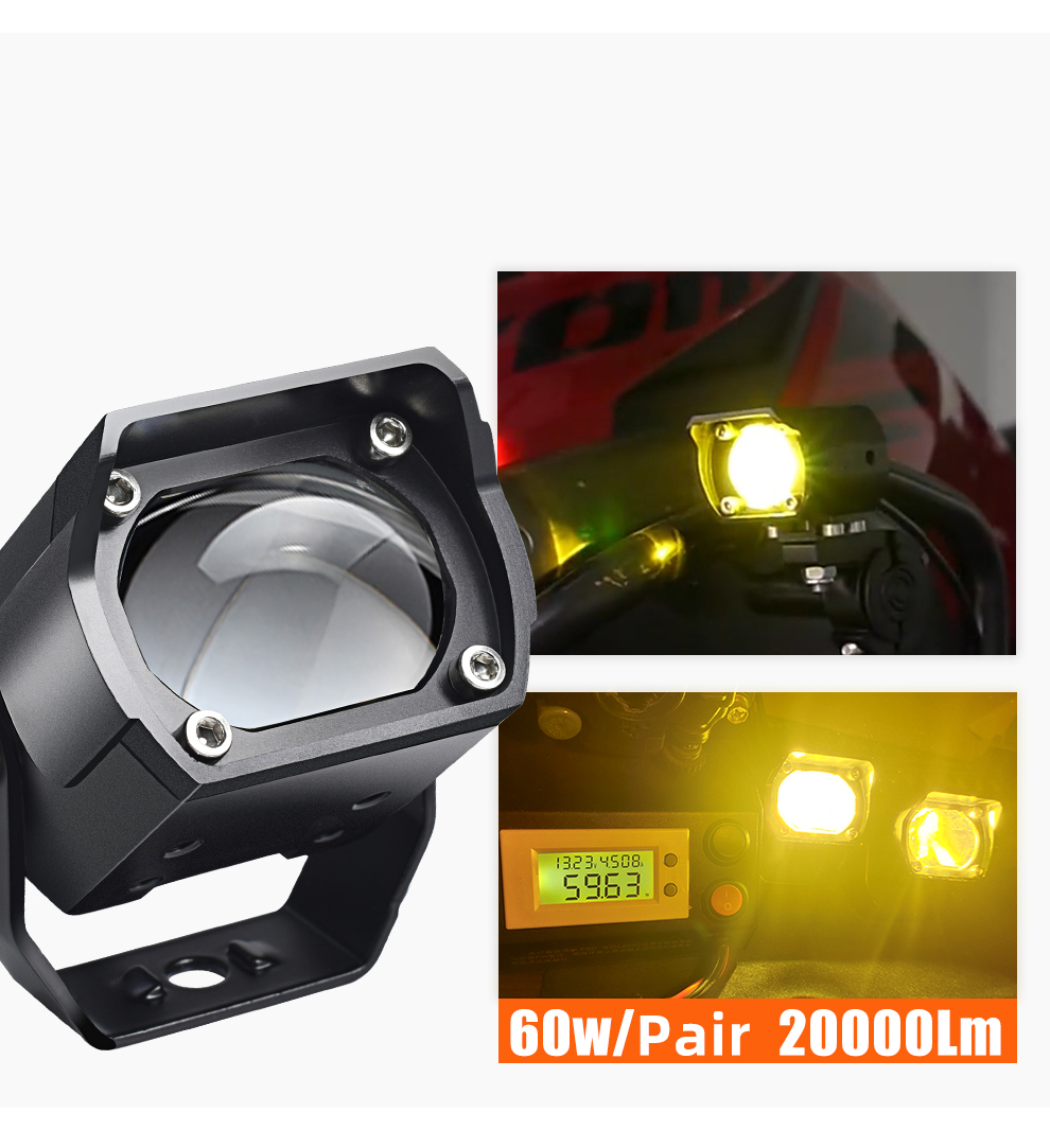 20000Lm 60W Driving LED Motorcycle Lights 16V Led Headlights Fog Lights