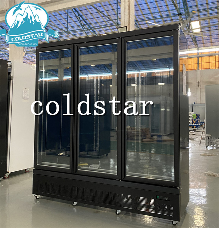 Commercial Freezer 3 Glass Doors Auto Defrost Ice Cream Upright Display Fridge Freezer