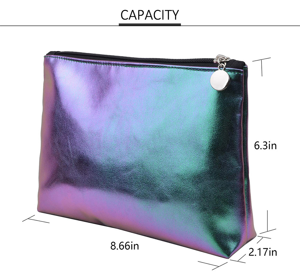 Portable Holographic Women PU Makeup Organizer Bag