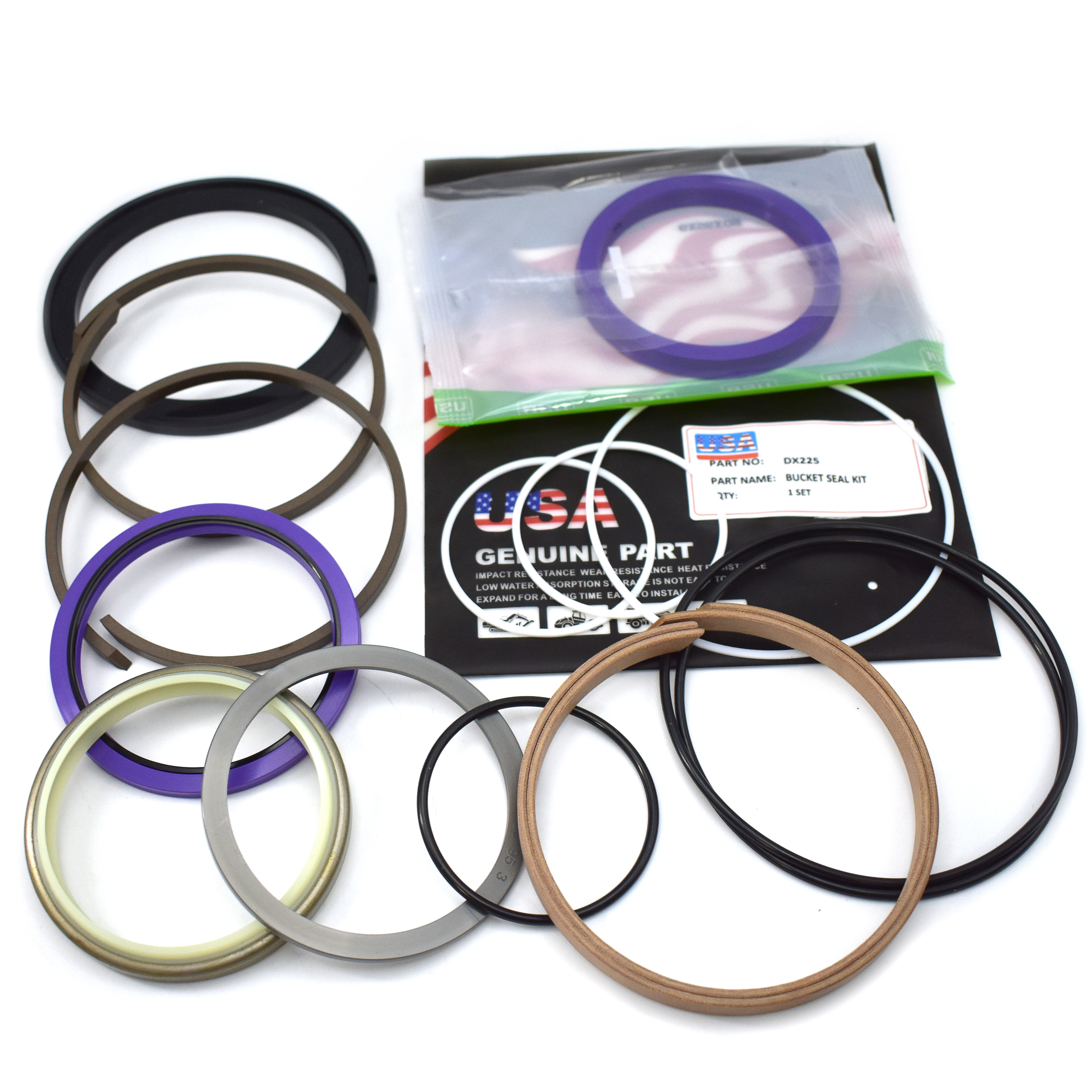 Dossan DX225 Bucket Cylinder Hydraulic Jack Seal Kit K9001892 Excavator Repair Kit