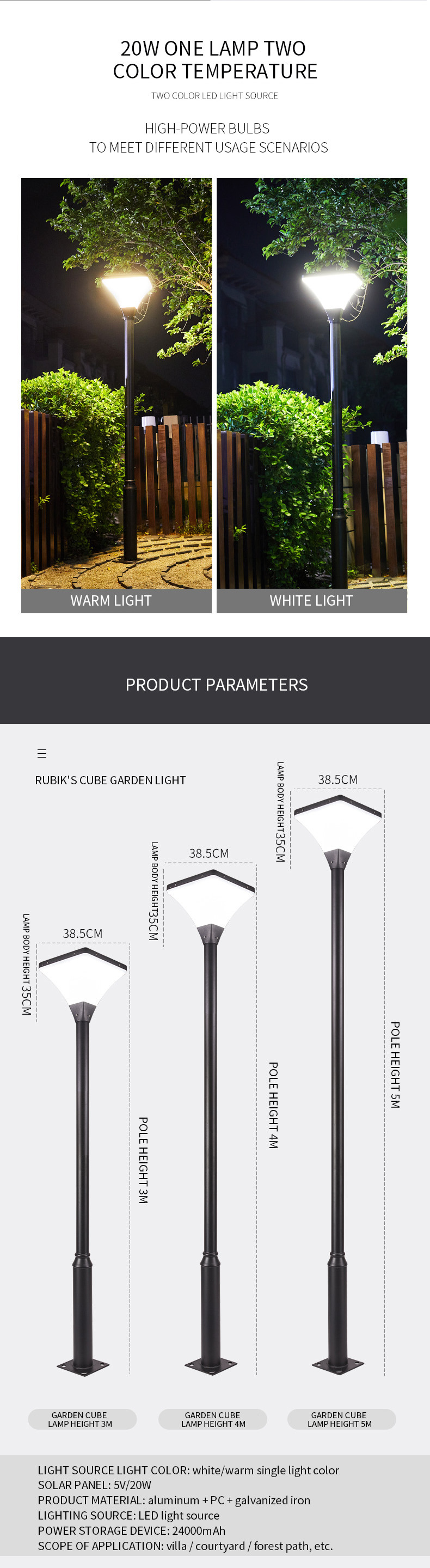 Pool Pond LED Solar Powered Pillar Lights Outdoor 550x550mmx440mm 50w Ip65