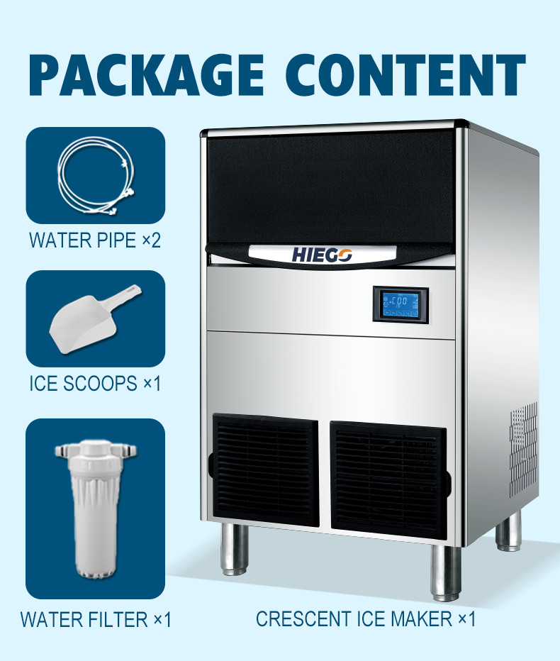 80kg/24hr Crescent Ice Maker Air Cooling Portable 80kg Industrial Ice Machine