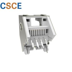 Gray Color Shielded RJ45 Jack Automated Assembly Vertical Type PBT Plastic