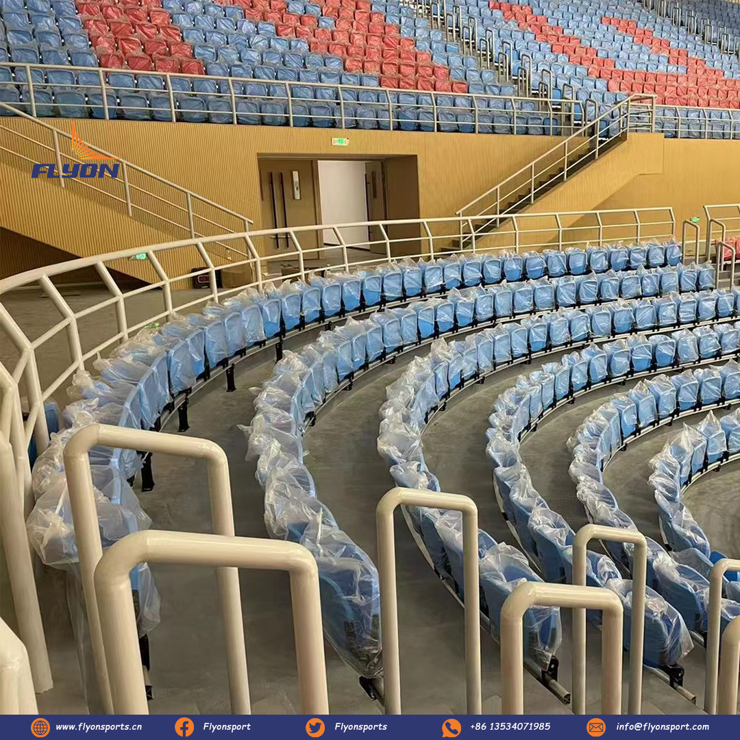 4 - 10 Rows Retractable Bleacher Seating With Optional Aisle Aluminum