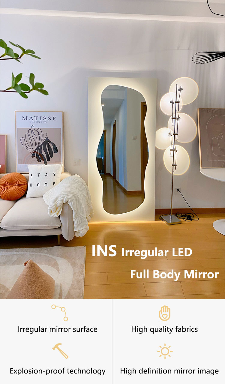 Asymmetrical Backlit Tall Lighted Mirror Floor Length Custom