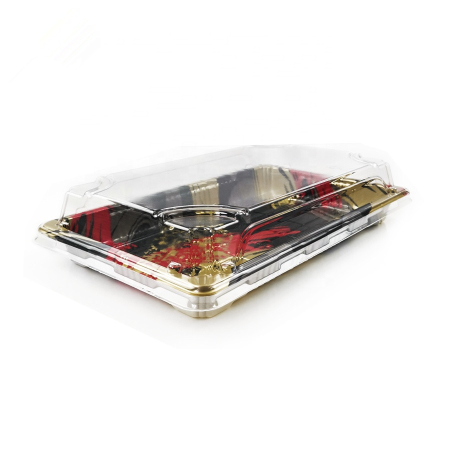 Recyclable Disposable Plastic Sushi Box With Anti Fog Lid